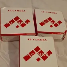 IP/Network Wired Surveillance Camera 3-Pack, Model IP Camera, Red/White Boxes
