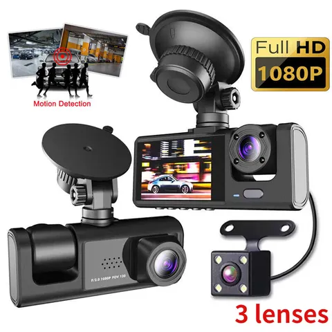 360° 1080P 3 lenses Dash Camaras De Seguridad Grabadora Para Carro Auto G-Sensor