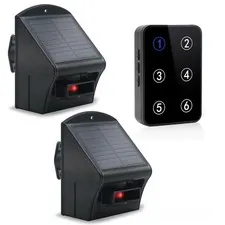 Solar Driveway Alarm, Weather Resistant Outdoor Motion Sensor Alarm with Rece...