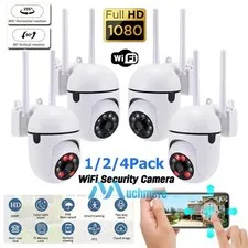 1/2/4-Pack Wireless WiFi Security Camera System Audio Outdoor Night Vision 1080P