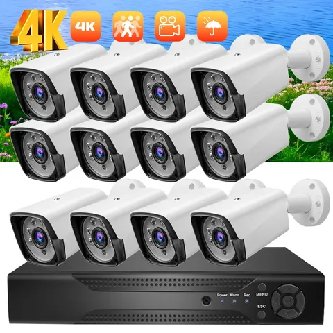 4K 5MP 8CH 4CH DVR 1080P H.265+ Outdoor CCTV Home Security Camera System
