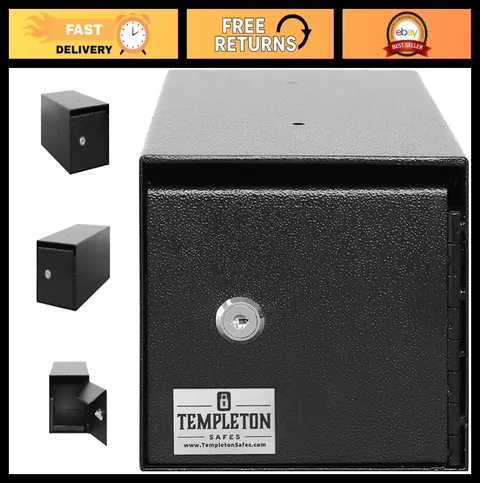 Key Lock Depository Drop Safe - 4 Keys, Solid Steel, One-Way Drop Slot, Compact