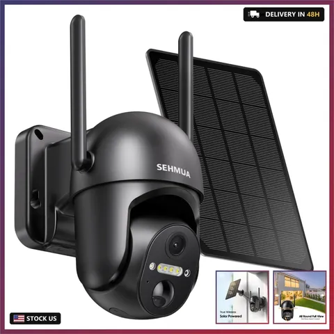SEHMUA Solar Security Cameras Wireless Outdoor, 2K 360° View Battery Powered Out