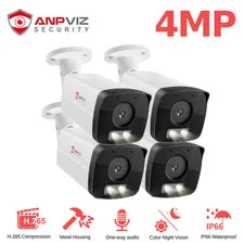 Anpviz 1~4pcs 4MP Bullet PoE Security IP Camera Indoor/Outdoor Audio Recording