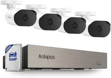 5MP Wired Security Camera System, Human Vehicle Detection, Night Vision, Audio R