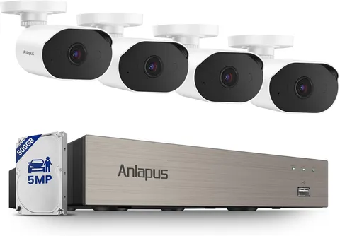 5MP Wired Security Camera System, Human Vehicle Detection, Night Vision, Audio R