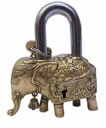 Padlock with Keys  Working Functional Brass Made Type Elephant Brass Finish