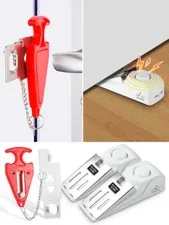 Door Stop Security Alarm Wedge Stopper Home Travel 120dB Anti‑Theft Kit Portable