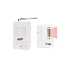 Dog Barking Alarm Motion Detector,Pir Wireless 1Sensor + 1Receiver, White