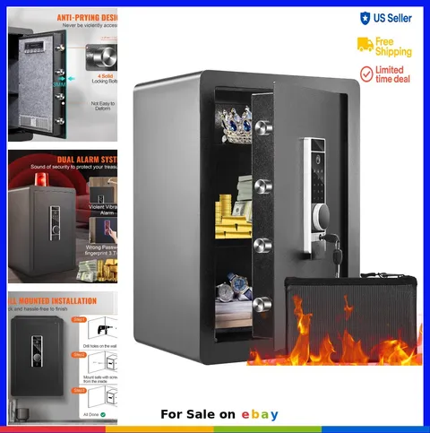 Security Safe Box 2.2 Cubic Feet Fingerprint Digital Keypad Lock Steel Home