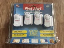 NEW! FIRST ALERT 4 Pack Premium Window & Door Security Alarms, SEALED,STAY SAFE