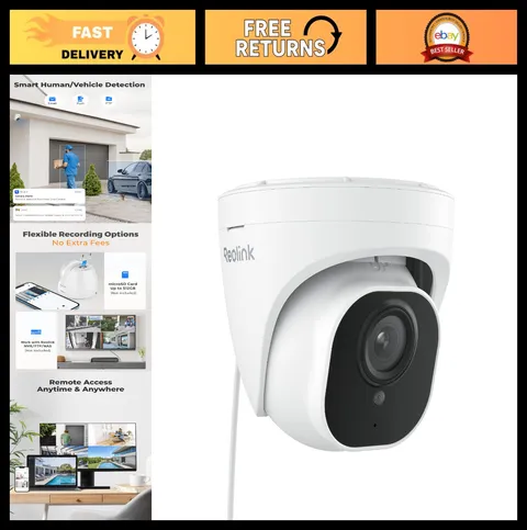 4K Wired Outdoor Security Camera System, IP PoE Dome, Night Vision, Human/Vehicl