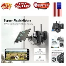 4G LTE Solar Security Camera—Wireless, 2K Night Vision & 360° View