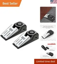 Door Stop Alarm with 120DB Siren Door Stop for Home & Travel Black Pack of 2