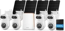 4-Cam Dual Lens Solar Security Wireless System, 10CH NVR Color 2-Way Audio, Wifi