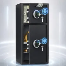 6.8 Cuft Extra Large Home Safe Box with Double Door, Deposit Slot & Mute Mode