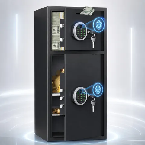 6.8 Cuft Extra Large Home Safe Box with Double Door, Deposit Slot & Mute Mode