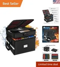 Fireproof File Oganizer with Lock, 2 Layer Fireproof Document Storage Box | P...