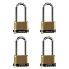 Heavy Duty 4-Digit Combination Lock Set, Weatherproof Padlock with Long Shackle,