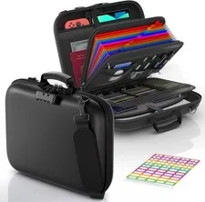 Fireproof Document Box with Lock & Shoulder Strap, Hard-Shell Fireproof File 