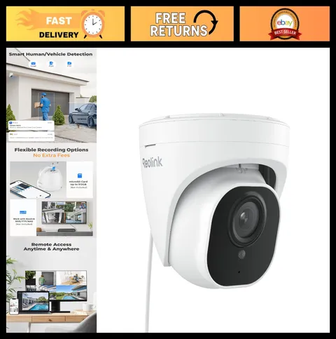 4K PoE Outdoor Dome Security Camera - Wired Surveillance, Night Vision, Motion D
