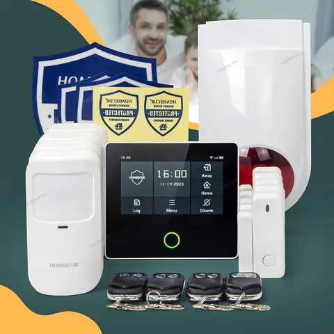 HOMSECUR Wireless WIFI 4G GSM LCD Burglar Intruder Alarm System+Red Flash Siren