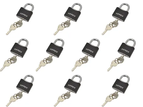 SEPOX Keyed Padlock Black Steel 40mm Shackle Boat Marine Fishing Outdoor Lock