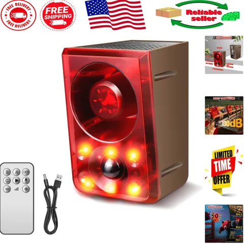 Dual Pack 130dB Solar Motion Sensor Alarm with Infrared Detection Features