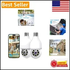 Smart 2K Light Bulb Security Cameras - Dual-Band WiFi with Night Vision, 2 Pack