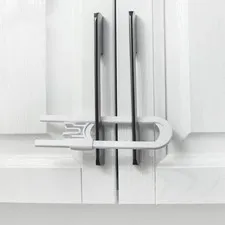 Baby Safety Locks U Shaped Sliding Cabinet Childproof Durable White 2Pack