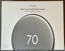 Google Nest Learning Thermostat 4th Gen w/ Sensor - Polished Silver - Brand New