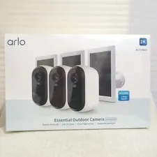 3-Pack Arlo Essential Outdoor 2K Camera 2nd Generation with Solar Panels