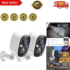 2-Pack Wireless Outdoor Security Cameras - 2K Night Vision & AI Motion Detection