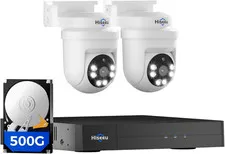 3K 360°View PTZ Wired Security Camera System with Color Night Vision,Audio,4Ch 5