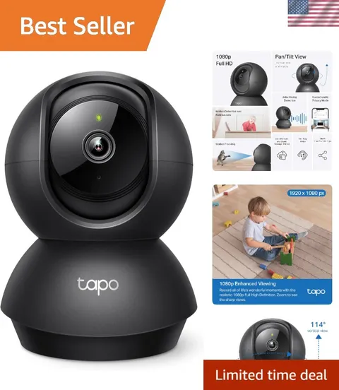 Indoor 1080P Smart Pet Camera with Cloud Storage, Night Vision & Alexa Support