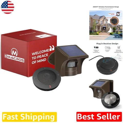 Solar Driveway Alarm, 1/2 Mile Wireless Outdoor Security, Easy Install