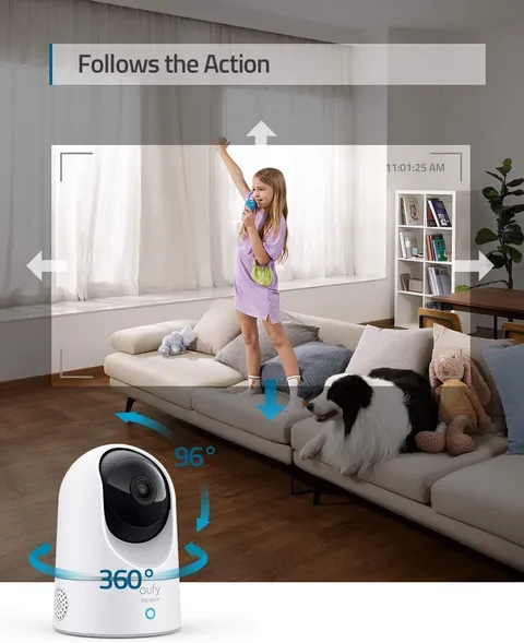 EUFY Security 2K E220 indoor cam Pan & Tilt plug-in camera with Wi-Fi AI -
