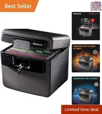 Fireproof Waterproof Safe File Box with Key Lock Compact for Documents valuables