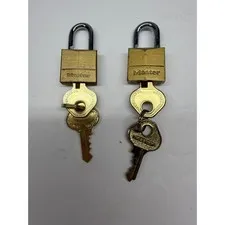 Master Lock Brass Padlocks with Keys Set of 2 Gold Tone Security Hardware