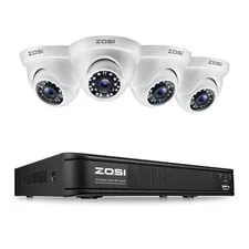 ZOSI H.265+ 5MP-Lite DVR 1080p HD Outdoor Home Dome CCTV Security Camera System