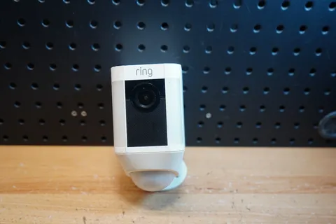 (J) Ring Spotlight Cam Battery White Security Camera w/ Battery & Mount