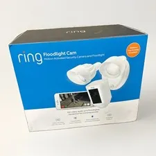 Ring Floodlight Cam 1080p Wi‑Fi Hardwired Motion Cam, 2-Way, Night, Siren White