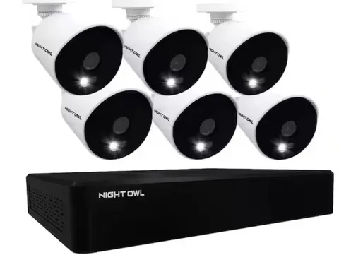 Night Owl D2P1L-166-V2 Spotlight Bullet CCTV Security 6-Camera System 16-Channel