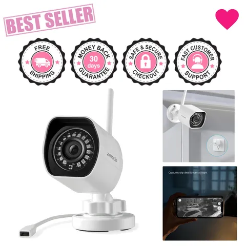 1080p Outdoor Wireless Security Camera with 65ft Night Vision & Motion Detection