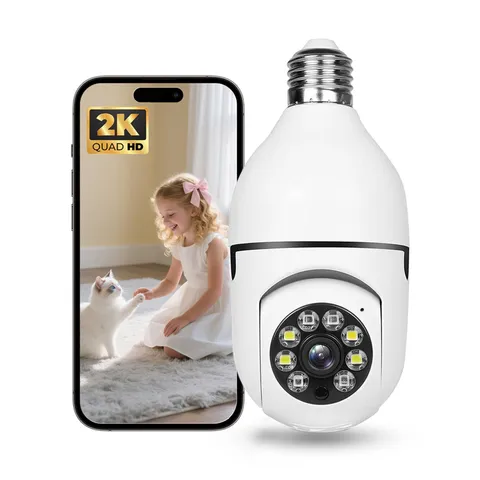 Hawkray Light Bulb Security Camera -5G& 2.4GHz WiFi 2K 3MP 1 PACK, white