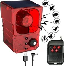 Solar Motion Sensor Alarm Emits Loud Dog Barking & Gunshot Sounds up to 130db