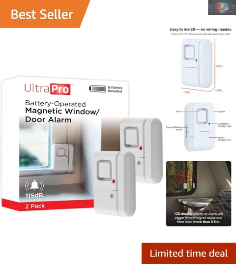 2-Pack Personal Security Window & Door Alarm System