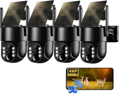 Solar Security Cameras Wireless Outdoor, 2K 4MP Security Cameras Battery Powered
