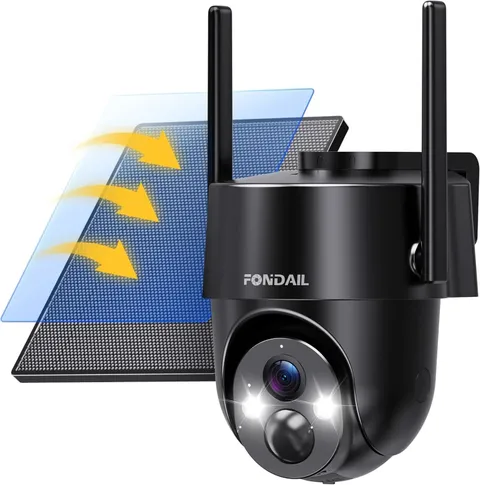 2K Solar Security Camera Wireless Outdoor WiFi 3MP Home Surveillance Night Vi...