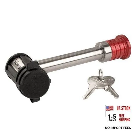Master Lock Receiver Lock, Stainless Steel 3.5" Silver and Red Stainless steel